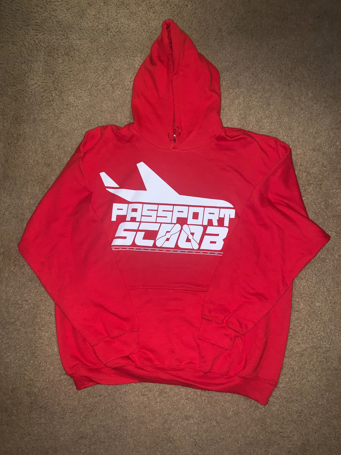 π¨ NEW Passport Plane π« Logo Red Hoodie